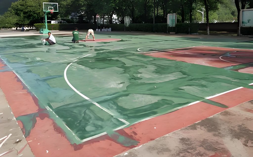 原旧硅PU球场 温馨提示：原场地没有大面积离层起鼓，基础完好没有下沉开裂现象，